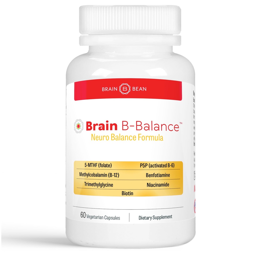 Brain B Balance: Metylert Multivitamin - Methylated B Complex Neurobalance Formula - Metylfolat støtter Mood. Minne. Minne - 60 Vegan Kapsler
