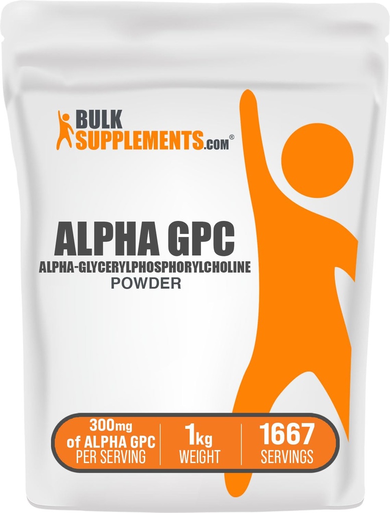 BulkSupplements.com Alpha GPC Powder - Choline Supplements, Alpha GPC 300 mg - Unflavored & Glutenfri, 600 mg per servering, 1kg (2,2 lbs) (Pack of 1)