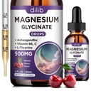 Magnesium Glycinate flytende dropper 500 mg, med vitamin B6, Ashwagandha, L - Theanine, Kamille, Magnesium Glycinate Supplement høy absorpsjon for søvn, stress, energi, Mood - Cherry Flavor