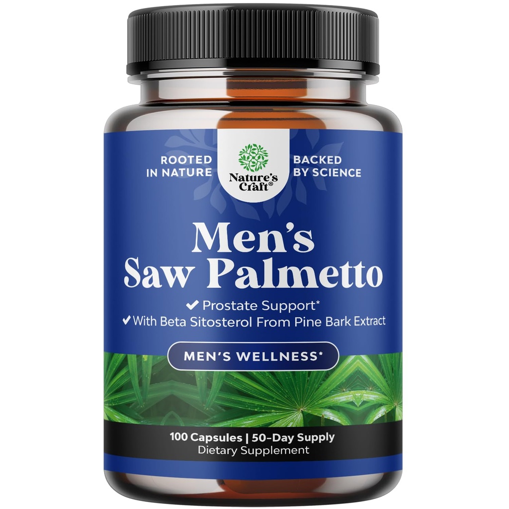 Natures Craft så Palmetto for menn med beta sitosterol - så Palmetto ekstraher prostate helse supplement for menn Blader kontroll og prostata støtte - gjenoppretting hårsupplement