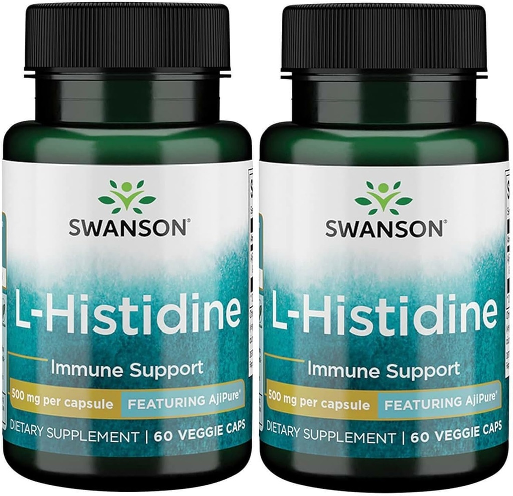 Swanson L-Histidin - Med Ajipure 500 mg 60 Veg Caps (2 Pakke)
