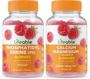 Livlig fosfatidylserine (PS) + Kalsium Magnesium, Gummies Bundle - Great Tasting, Vitamin Supplement, Glutenfri, GMO Gratis, Chewable Gummy