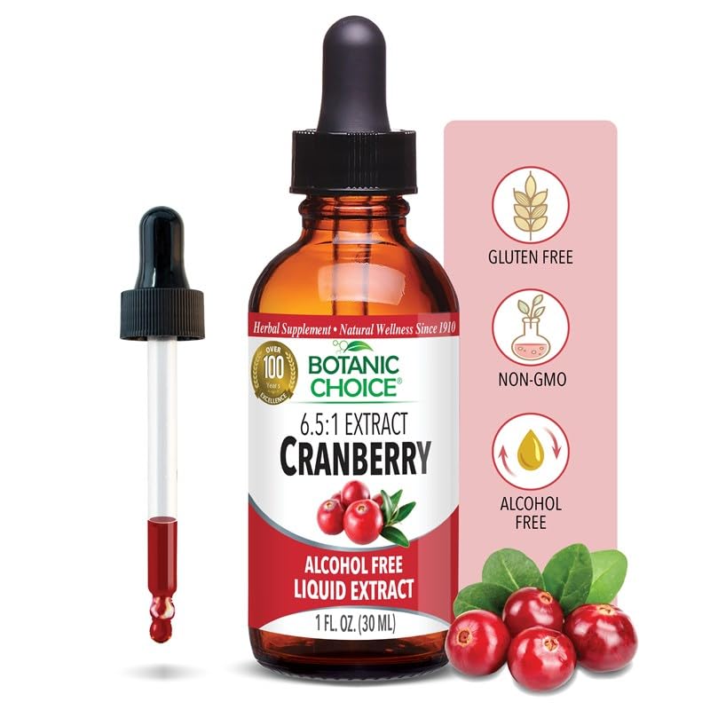 Botanisk valg alkohol gratis flytende ekstrakt Herbal kosttilskudd, Cranberry, 1 Ounce