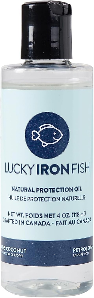 Lucky Iron Life ® Natural Protection Oil, 4oz - Påfør på din heldige jernfisk eller blad for å opprettholde, beskytte og hindre rust - Vegan, laget med ren kokosnøtt og sitronoljer