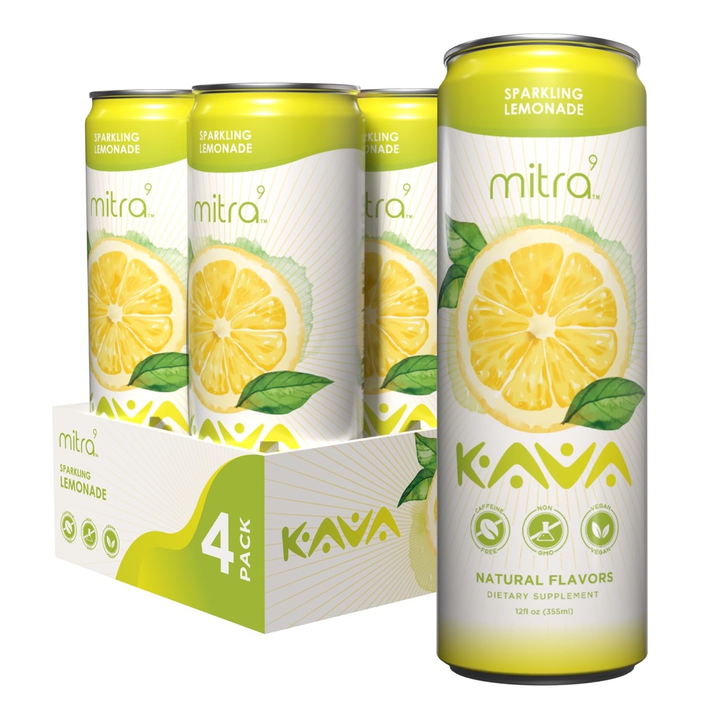 MITRA9 Botaniske Drikke - Lemonade Sparkling Kava Drink Med Kava Root Extract - Mood Enhancer - Plant Basert - Fremmer naturlig ro og klarhet (12 Fl. Oz) (4)