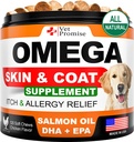 Omega 3 for hunder - Hud og Coat Supplement - Fiskolje for hunder Chews - Allergi og klør Relief - Antishedding Supplement - Tørr hudbehandling - Salmon olje - laget i USA - 120 Myke behandlinger