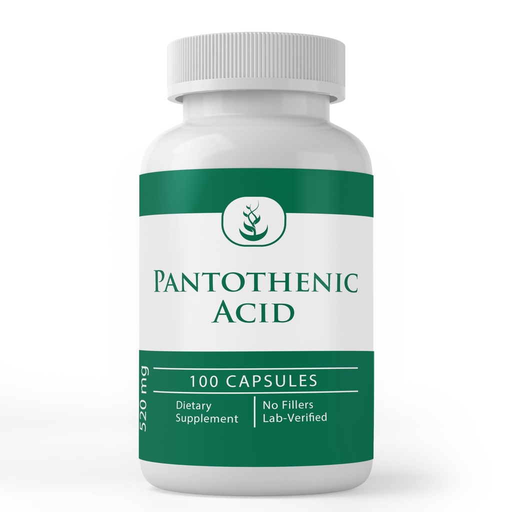 PURE ORIGINALE INGREDIENTS Pantotensyre (100 kapsler) ren, vitamin B5, kalsium Supplement