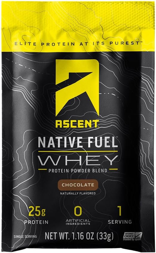 Ascent Native Fuel Whey Protein pulver - sjokolade - 15 enkelt serveringspakker