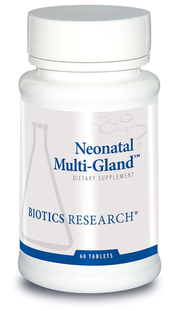 Biotikk Forskning Neonatal Multi-GlandTM Blandede organer og glandulære konsentrater, bredspektrumterapi, spleen, hjerte, pankreader, nyre, hjernelever, adrenal, thyrmus, pituitary eller hypothalamus 60 tabs