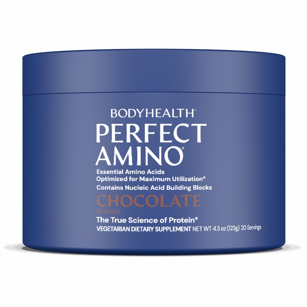 BodyHealth PerfectAmino pulver - BCAA og EAA pulver for pre og post trening - Amino syre energi drikke for menn og kvinner å støtte lean muskel og gjenoppretting - sjokolade - 20 serveringer
