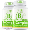 Sukkerfri vitamin B-kompleks med Metyl B12, Metylfolat, B6, B1, B2, B3, Fast Oppløselig Høyt Biotilgjengelig Metylert B-kompleks Supplement for energinivåene, Neural System, Vegan, 180 Tabletter