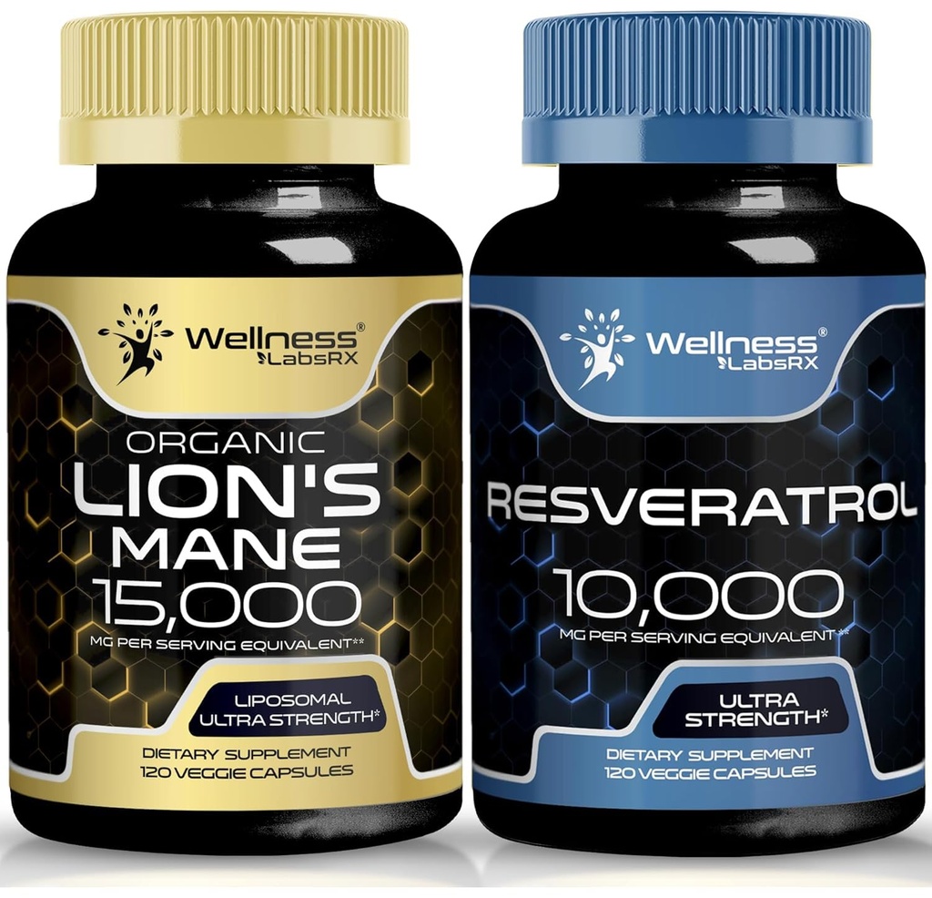 WELLNESS LABSRX Resveratrol kapsler 10000 - Lions Mane Supplement Kapsler