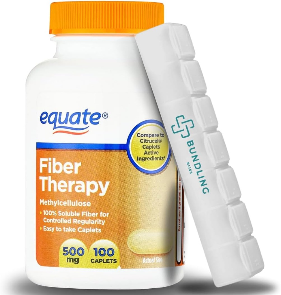 Ekvivalent fiberterapi 500mg Supplement, 100 greve, 7 dagers piller Organizer inkludert - 1 pakke