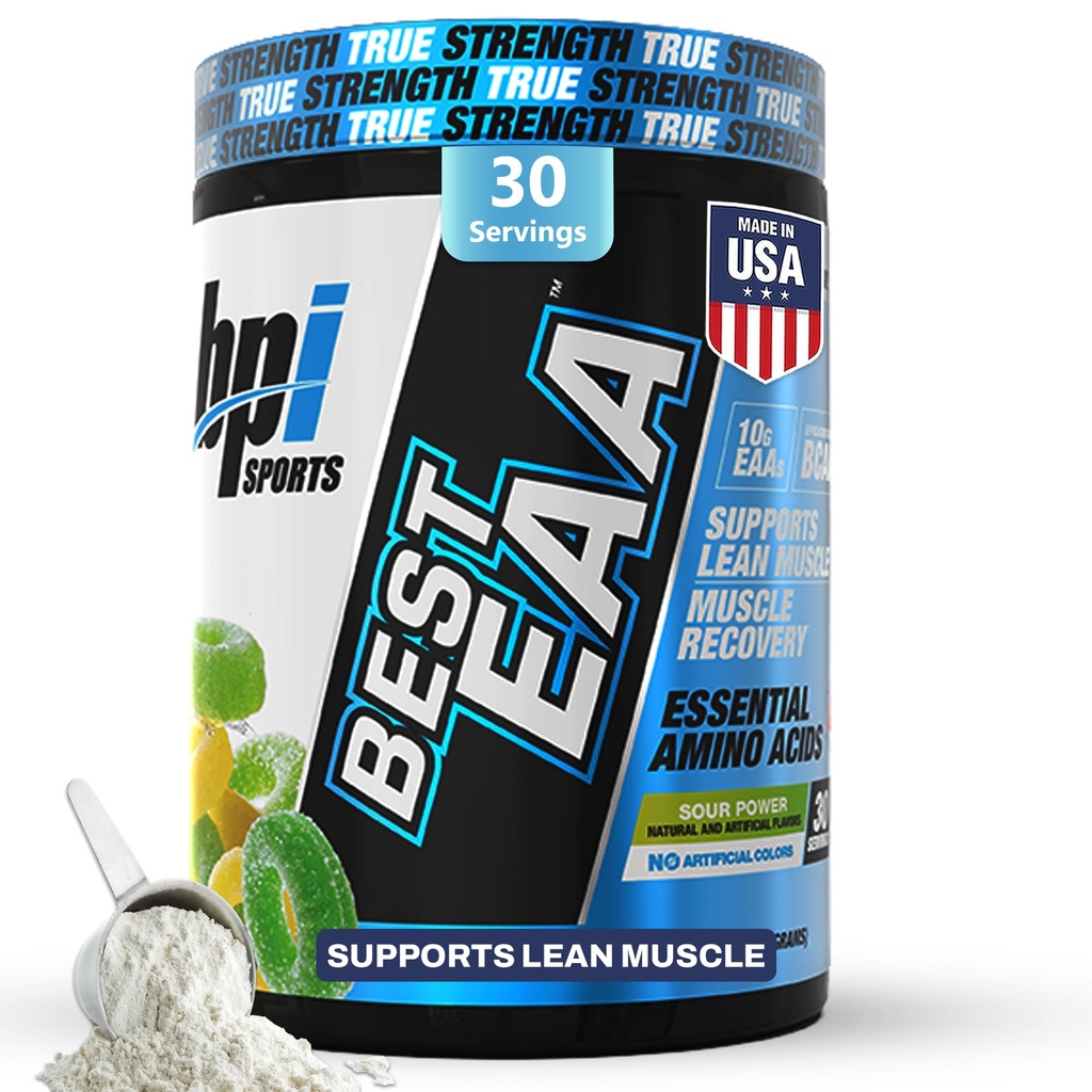 BPI Sports Essential Aminosyrer EAA pulver - Pre, Intra & Post Trening Drink - BCAA pulver for menn og kvinner, EAA + BCAA + Hydration. Avansert formel med 10 g EAA. (Sør makt)