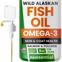 Omega 3 Fish Oil for hunder & katter - laget med Wild Alaskan Salmon Oil; flytende fiskeolje Supplement for kjæledyr med Omega 3 EPA + DHA fettsyrer; ekte ingredienser, ekte smak - stolt av Vetere!