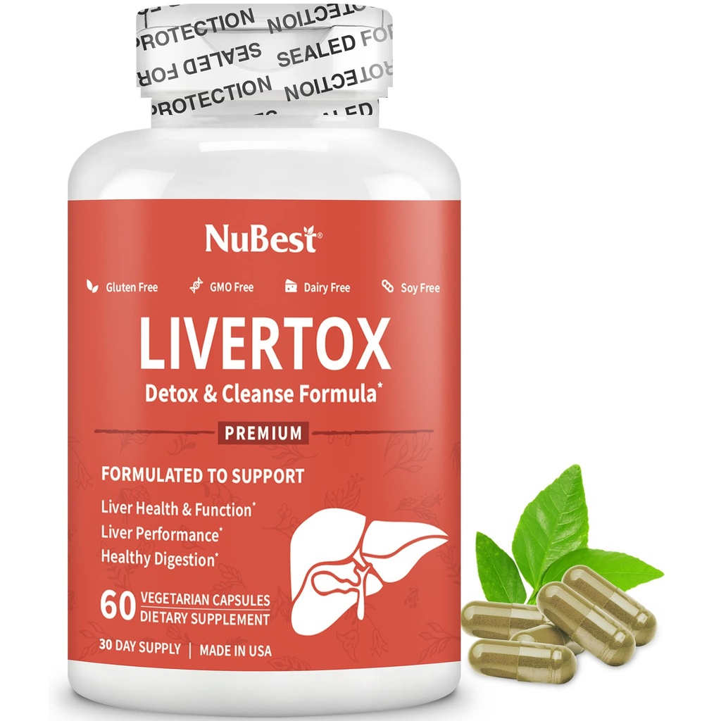 LiverTox - Advanced Liver Detox & Cleanse Formula - Herbal Liver Support med Melk Thistle, Turmeric, Artichoke, Dandelion, Beet & Zinc Hjelper Liver Funksjon & Digestion ® 60 Vegansk Kapsler