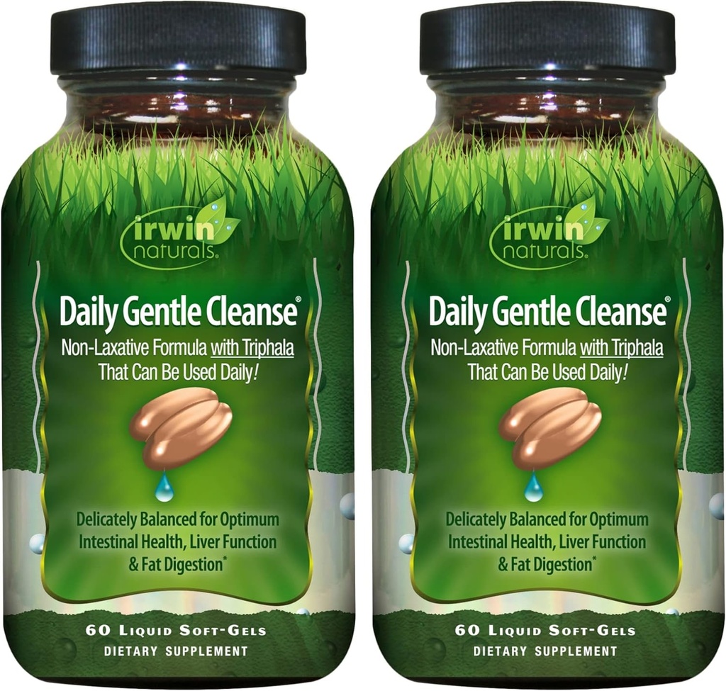 Irwin Naturals Daily Gentle Cleanse - 60 flytende myk-Gels, pakke med 2 - ikke-laksativ formel med Triphala