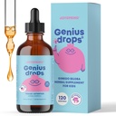 JoySpring Genius Drops - Økologisk fokus Drops for barn | klinisk bevist fokus Supplement hjelper barn å utføre bedre i skolen | flytende herbal Supplement med Ginkgo Biloba (4 fl oz) 120 serveringer