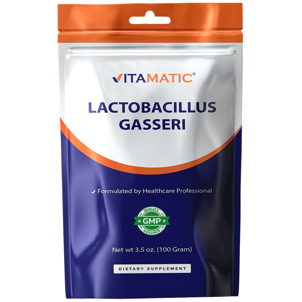 Vitamatic Lactobacillus Gasseri Probiotiske pulver - Digestiv helsestøtte - 100 Gram (3,5 OZ) - 100 Services