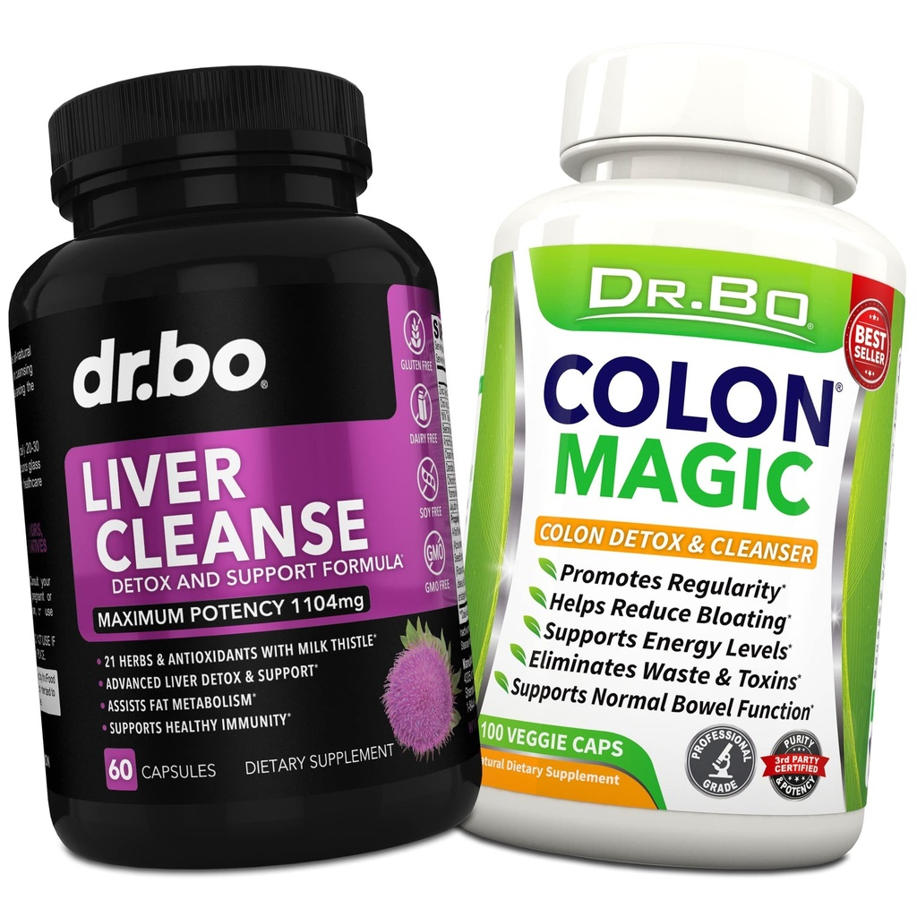 Liver & Colon Cleanse Detox Support Supplement - Naturlig Bowel Cleanser piller for intestinal blooting & daglig parabol relief - Milk Thistle Dandelion Caps & Aid Gallbladder Supplementer