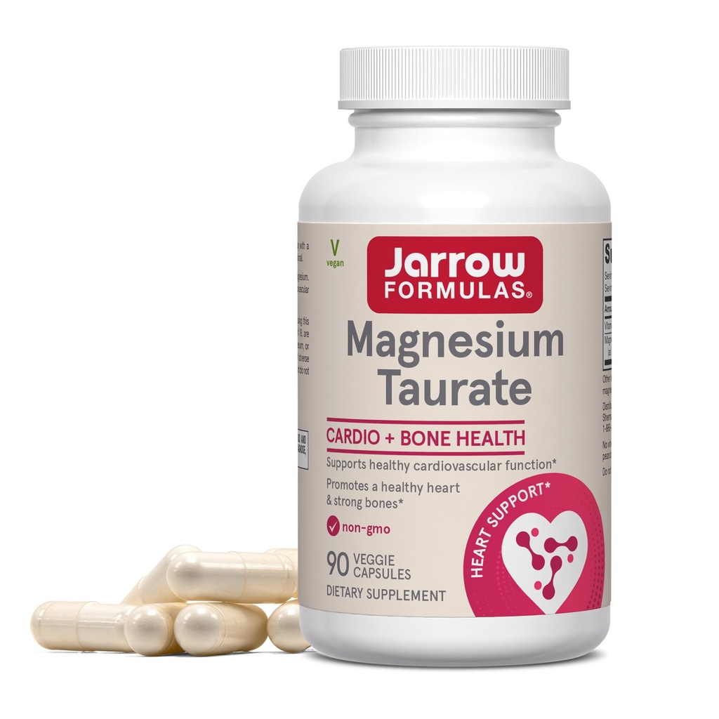 Jarrow Formula Magnesium Taurat, Diett Supplement, støtter Cardio og Bein helse, 300 mg per servering, 90 Veggie Kapsler, opp til en 30 dagers forsyning