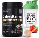 ColonBroom Premium Psyllium Husk pulver (Strawberry, 60 Services) + Shaker flaske for Colon Broom Fiber Powder Drink Bundle - Colon Cleanse for å bli kvitt relief & Gut helse - Fiber pulver Supplement