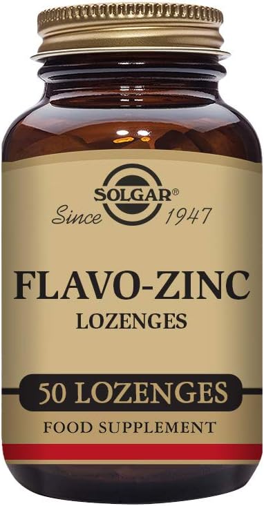 Solgar Flavo-Zinc Lozenge, 50 greve - Great-Tasting Lemon Lime Flavor - Antioksidant, Immunsystem Helse - Høyt absorberbar, oppløses raskt - Vegan, Glutenfri, Dairy Free, Kosher - 50 Services