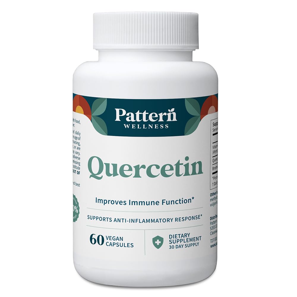 Mønster wellness Quercetin Supplement med Bromelain - Immunfunksjon & Cellular Helse Support - Antioksidant og hele kroppens velvære - 60 Vegan Kapsler