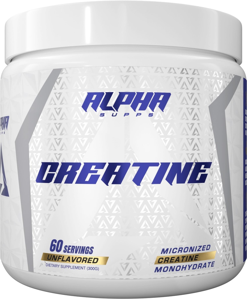 Alpha Supps - Alpha Creatine Monohydrat pulver støtter muskelvekst | Mikronisert | Unflavored | 300 Grams - 60 Serveringer