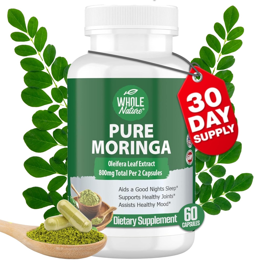 Moringa Capsules, 800 mg Økologisk Moringa Oleifera Forlater pulver Superfood Grønn ren Moringa piller er en vegansk, ikke-GMO energiøkning og holde sunn kosttilskudd