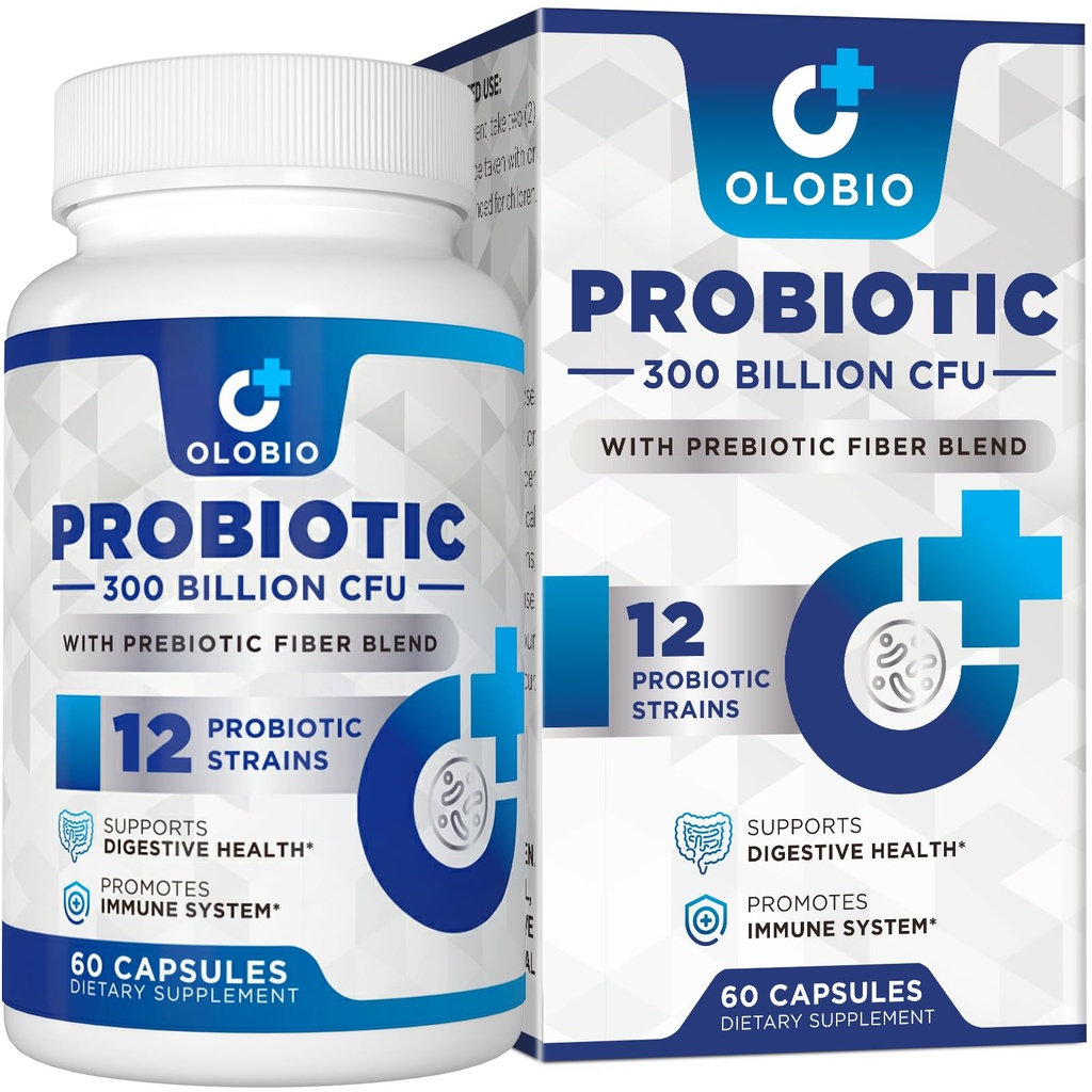 300 milliarder CFU Probiotika, 12 Strains med 3 organiske prebiotika, Probiotika for kvinner og menn, Daglig Supplement for digestive, Immune, Gut & Bloating Helse, Holdbarhet Stable, Vegan, 60 greve