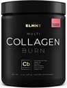ELMNT Super Collagen Burn for kvinner w. Probiotika, Hyaluronsyre, Apple C Vinegar, KSM66, Biotin + Premium Colageno Multi Collagen Protein pulver for vekttap, fettforbrenner, hår, hud + (R-Lemonade)