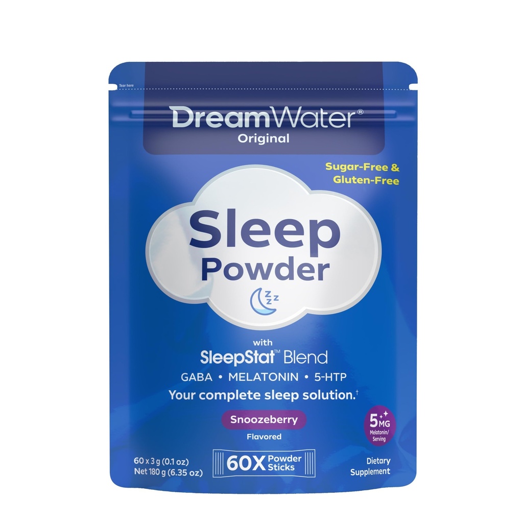 Drømmevann søvnhjelp, pulver; GABA, MELATONIN, 5-HTP, Snoozeberry, 60 greve