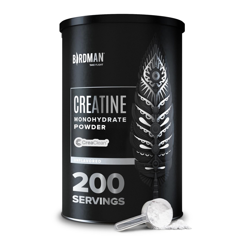 BIRDMAN Mikronisert Kreatin Monohydrat Powder, Muskelgjenvinning, Koffeinfri, Kreatin pre trening, Vegan, Post trening, Glutenfri, Sukkerfri | 200 Serveringer (5 gram hver) | 2.2lb.