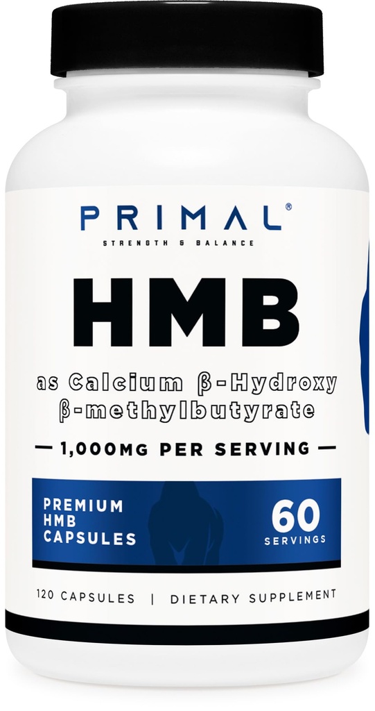 Primal HMB (1000 mg, 120 kapsler) | Atlete Formula, Glutenfri, Ikke-GMO, 60 Services