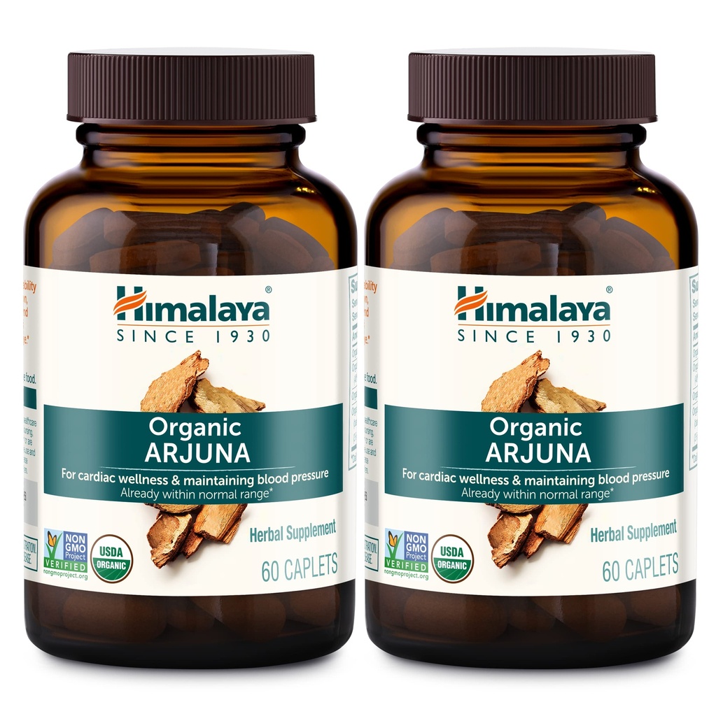 Himalaya organisk Arjuna, blodtrykkssupplement for kardiovaskulær helse og hjerte helse, 700mg, 60mg (pakke med 2)