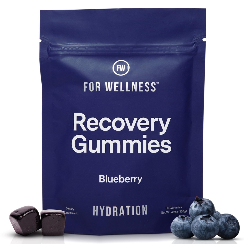 For wellness recovery Gummies Hydrate | Blueberry Electrolyte & Antioksidant kosttilskudd for Hydration, energi og post-workout ytelse | Vegan, ikke-GMO, 30 greve