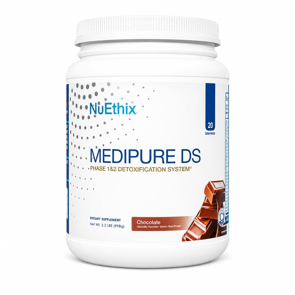 NuEtix Formuleringer Medipure DS med Rice Protein Fase 1 & 2 Avgiftningssystem, Supplement for å støtte kroppens naturlige avgiftsprosess, sjokolade (ikke-kaffeinisert), 21 Services