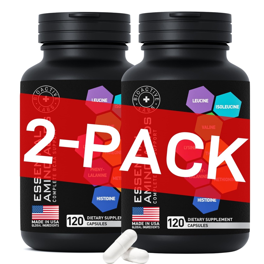Essentielle Aminosyrer kompleks for menn og kvinner - Avansert trening kraft og gjenoppretting formel - Vegansk BCAA Aminosyre Supplement med alle 9 gren kjede essensielle aminos - 240 Keto vennlig EAA BCAA piller