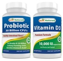 Best Naturals Probiotic 10 Strains & 30 milliarder CFU & vitamin D3 10000 IE