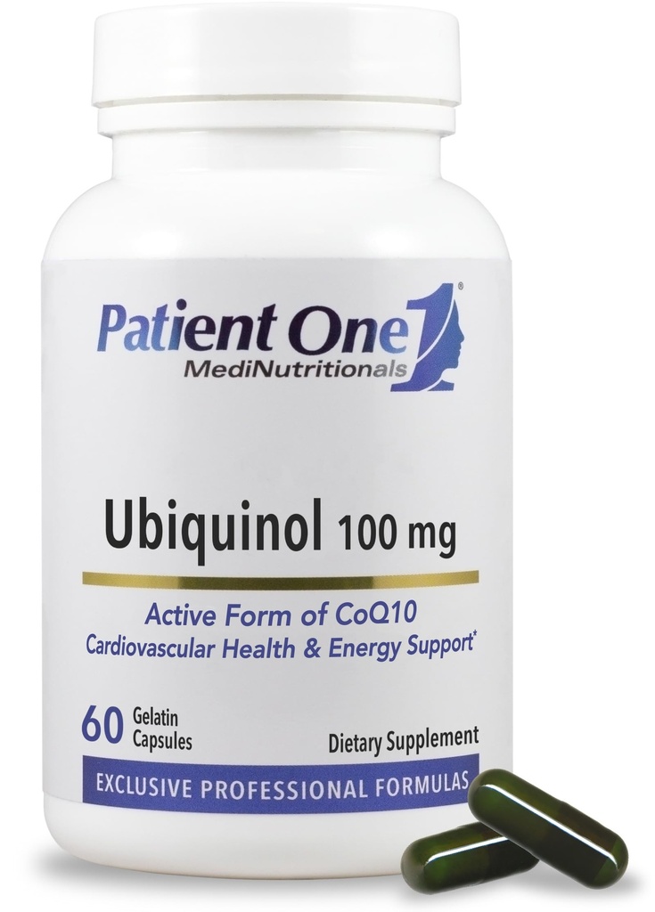 Pasiente én Ubiquinol 100 mg | Supplement til å støtte hjerte og vaskulær helse * | Aktiv antioksidant form av CoQ10 | 60 kapsler