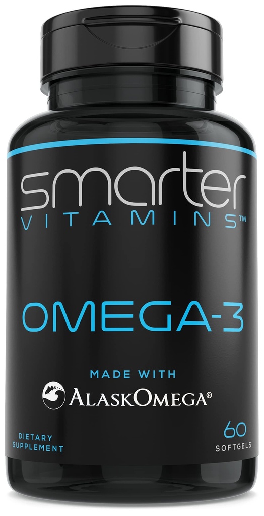 SmarterVitamins Omega 3 Fish Oil, Jordbær Flavor, Burpless, smaksløs, 2000mg, DHA EPA trippel styrke, laget med AlaskOmega®