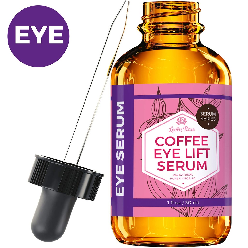 Leven Rose Coffee olje koffein serum for øyne 1 oz - Anti-aging organisk under øye serum for puffy poser under øyne