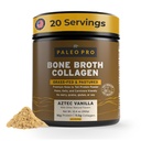 PaleoPro Bone Broth Collagen Protein pulver - Turmerisk Root Grass-Fed Collagen pulver for hud og bein - Glutenfri, Ingen sukker, soya, korn, netto karbohydrater - Paleo Keto Vennlig 20 Serveringer Aztec Vanilla