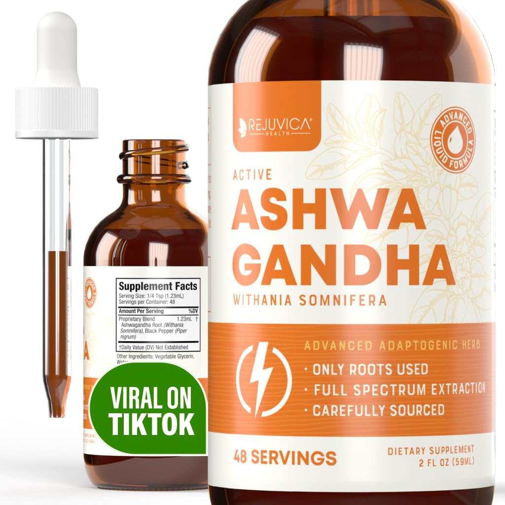 Rejuvica Health Active Ashwagandha - Advanced Liquid Supplement - Withania Somnifera Extract - Ashwagandha Roots Kun - naturlig forekommende Witanolides
