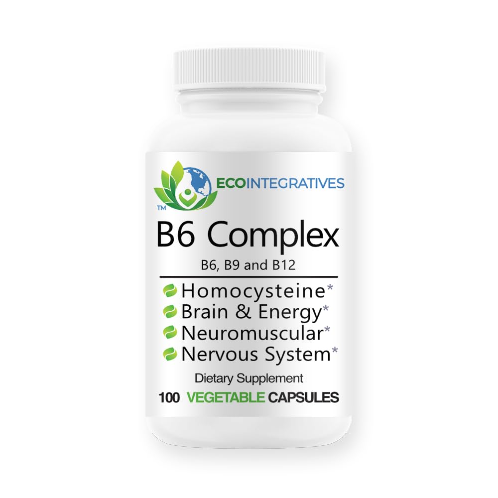 B6 Complex Vegansk vitamin B6, B9 Folat, B12 Metylkobalamin støtter kardiovaskulære, nevromuskulære, nervesystemet, Homocysteine, energi, blodcelle og bein helse 100 Caps