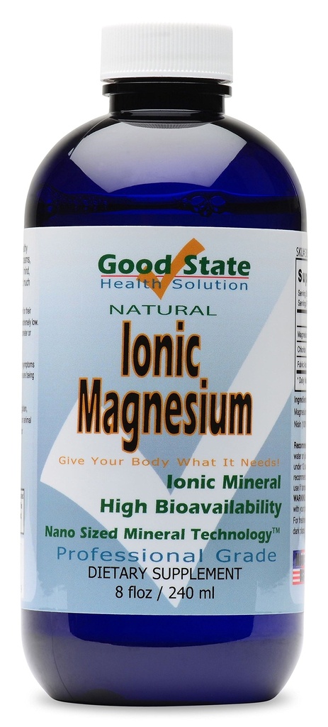God State Ionic Magnesium 8 oz - Naturlig - Nano Størrelse Mineral Technology - Professional Grade - Støtter sunne kjemiske og enzymer reaksjoner - 96 Serveringer (8,1 fl oz)