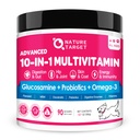 NATURE TARGET Dog vitaminer pulver, probiotika og digestive enzymer for Gut Helse, Glukosamin & Chondroitin & Omega 3, Komplett kosttilskudd for hjemmelaget hundemat, Joint & Skin & Immune Support