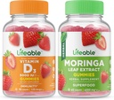 Livbar vitamin D 5000 IU + Moringa Leaf, Gummies Bundle - Great Tasting, Vitamin Supplement, Glutenfri, GMO Gratis, Chewable Gummy