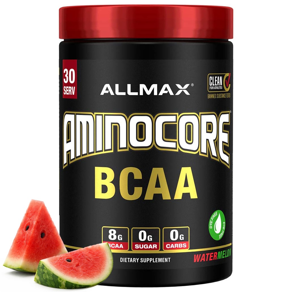ALLMAX Næring Aminocore BCAA – 8G BCAA – 100% ren gren kjedede aminosyrer – Glutenfri - Vannmelon - 315 Gram